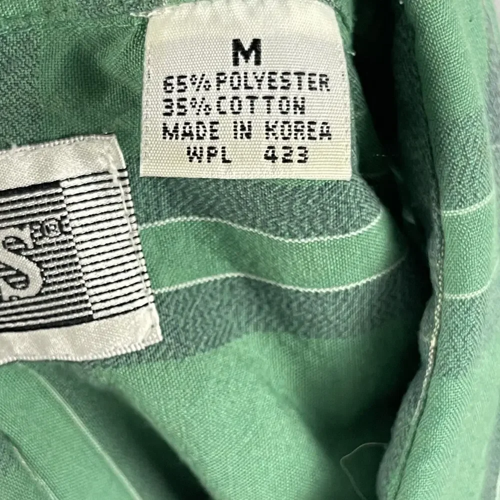 Vintage‎ Levis Silver Label Shirt Mens Medium Green Plaid Long Sleeve Pockets